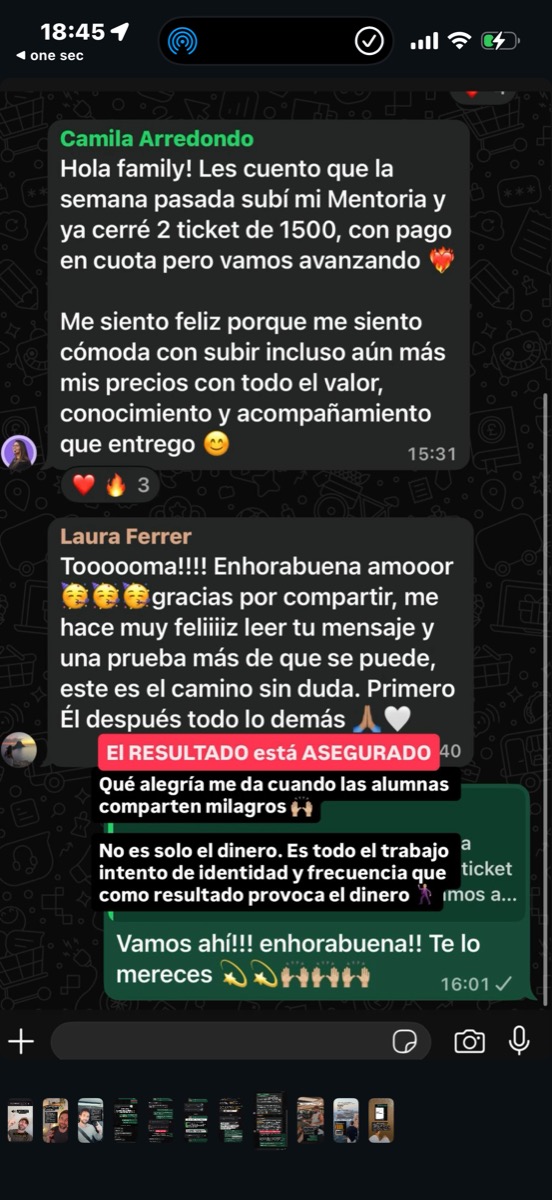 Resultados de Camila y Laura vendiendo programas high ticket